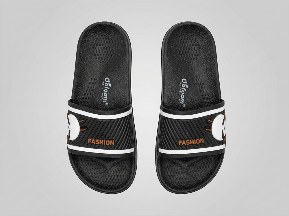 Oofoam black slippers for Kids