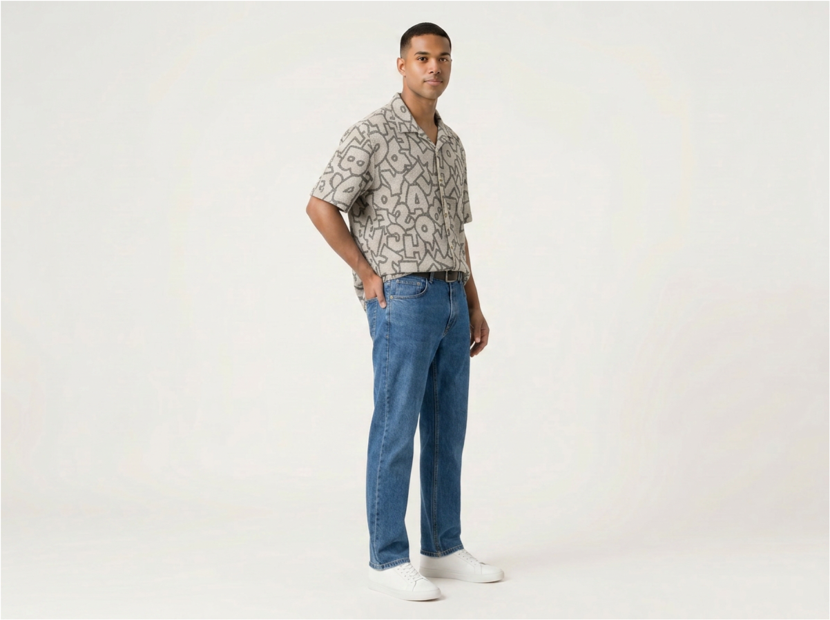 Zara Printed Grey Button Shirt for Men