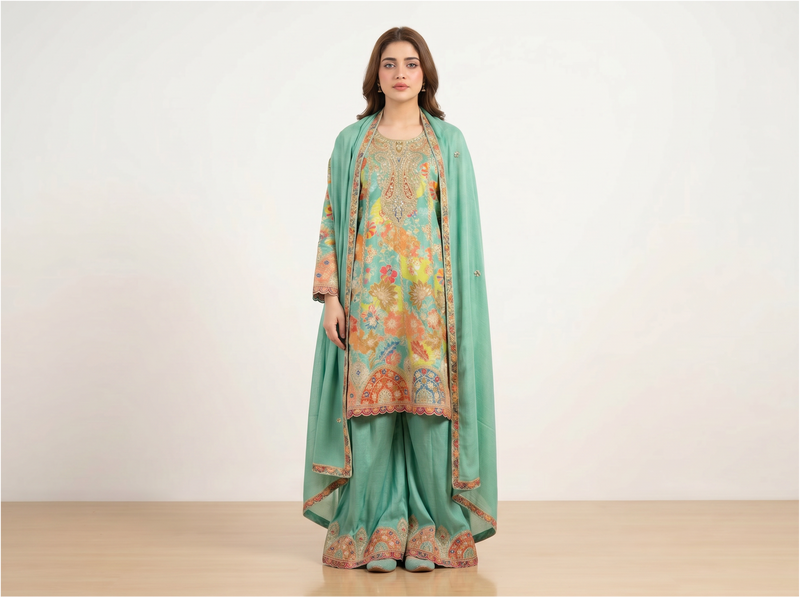 3 Piece Kurti for Women Green