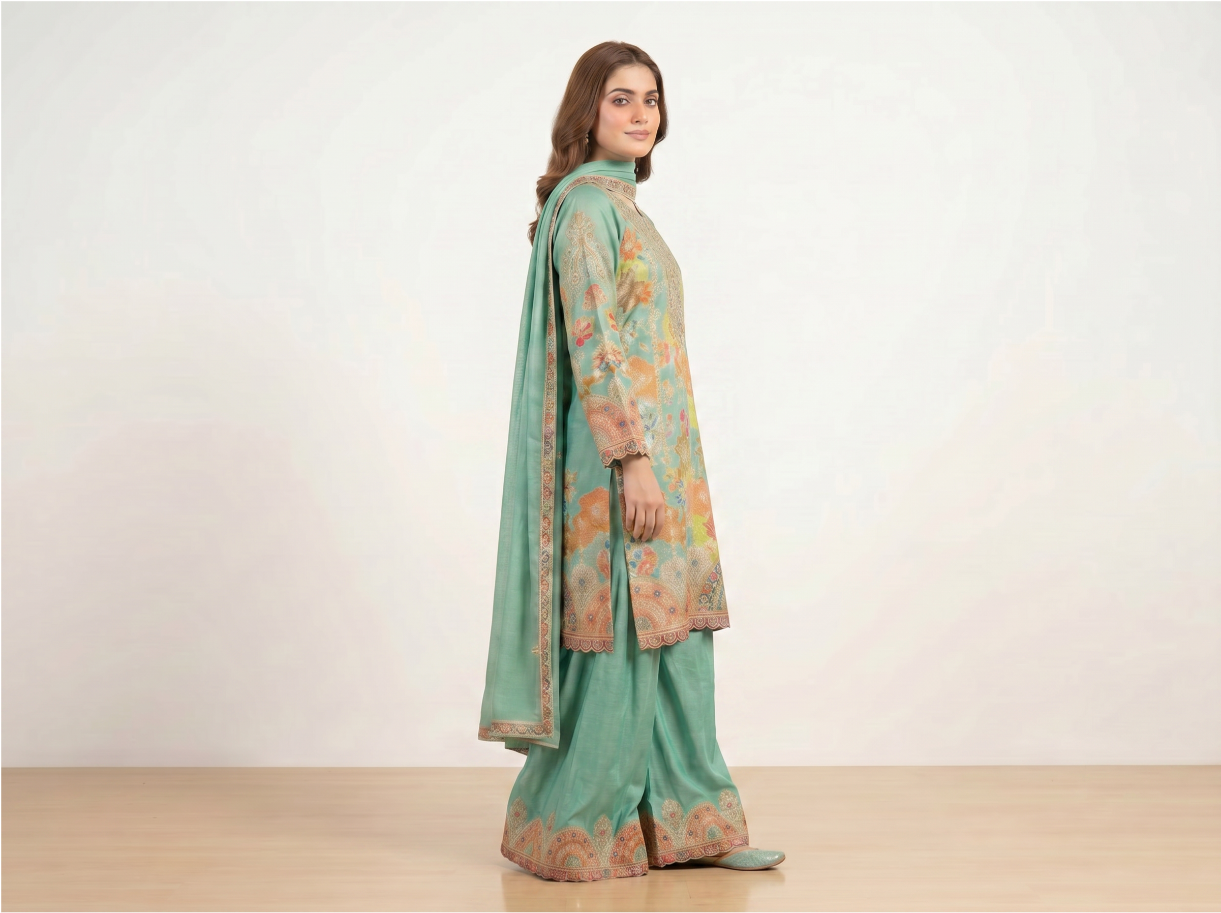 3 Piece Kurti for Women Green