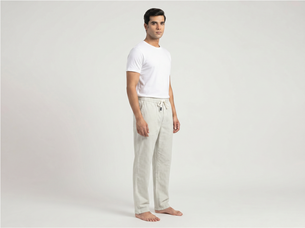 Beige Striped Trouser for Men