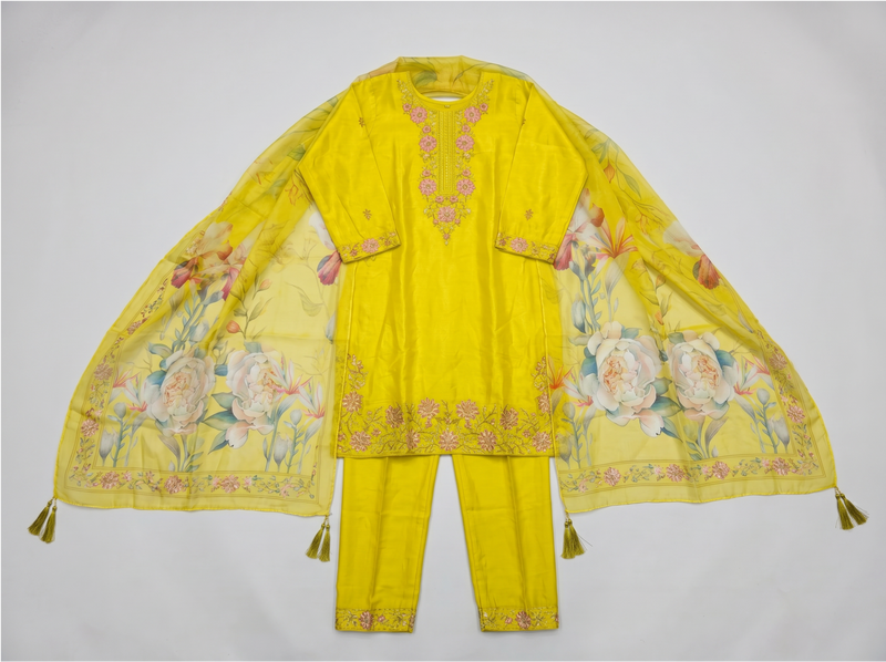3 Piece Yellow Kurti for Women